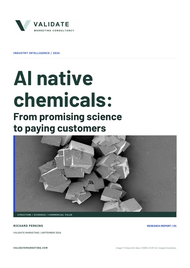 Cover of AI native chemicals: From promising science to paying customers